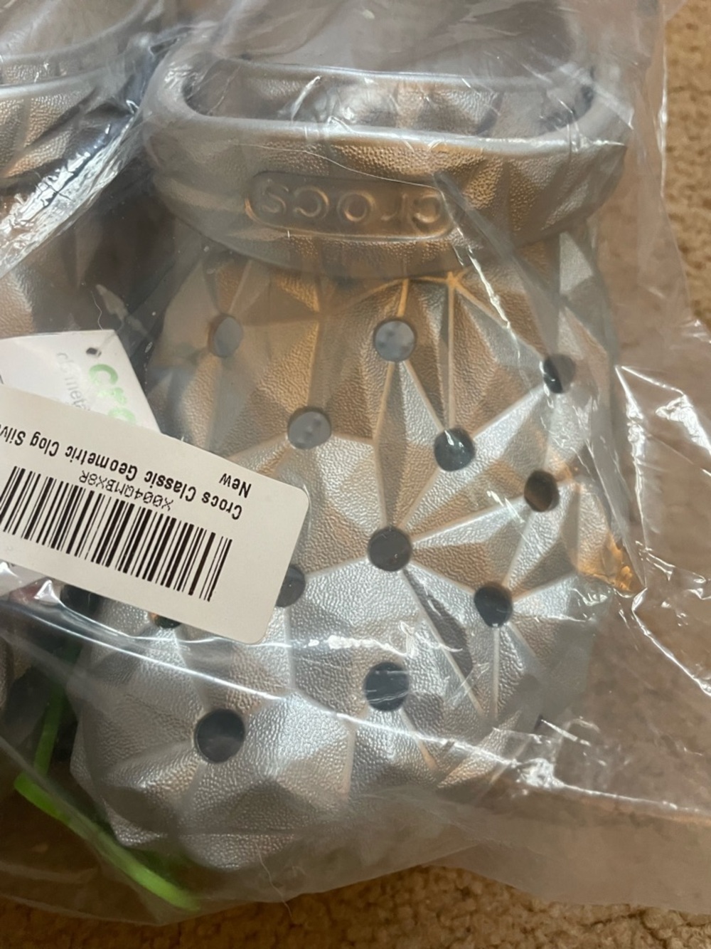 CROCS Silver Metallic Classic Clog Sandals (W10 /M8) - Picture 2 of 7